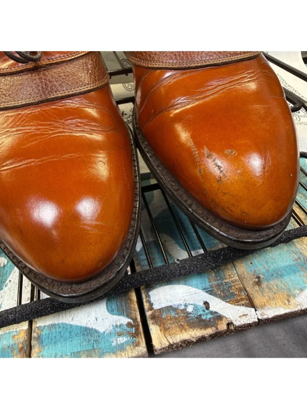 Vintage FootJoy Classics Brown Saddle 57117 Metal Spiked Golf Shoes Mens 9.5D